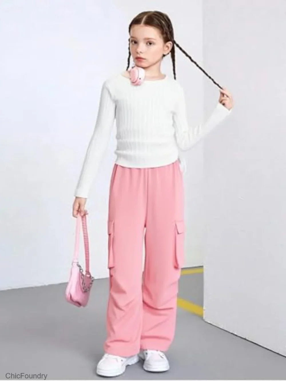 Tween Girls 2 Piece Long Sleeve Top & Cargo Pants Set